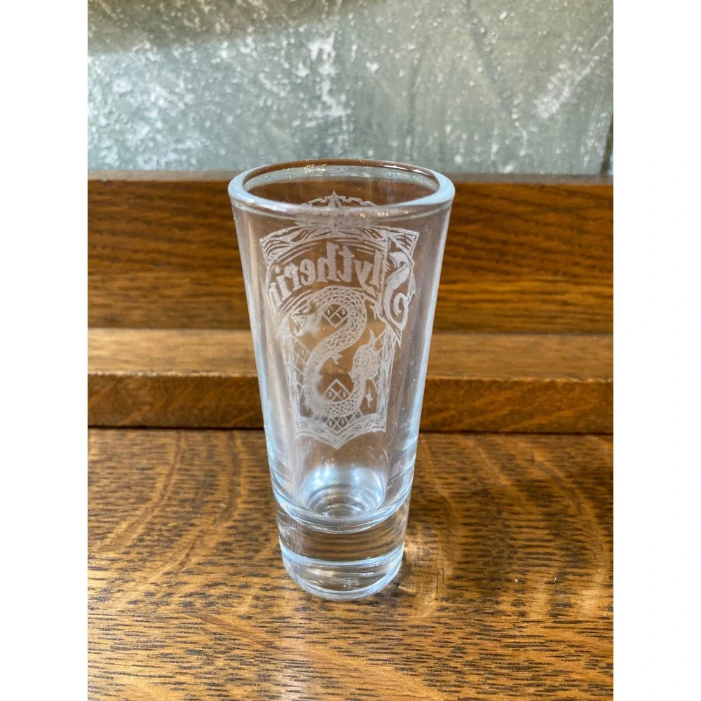 Harry Potter Slytherin Etched Crest Shot Glass Clear Wizarding World Shooter 4in